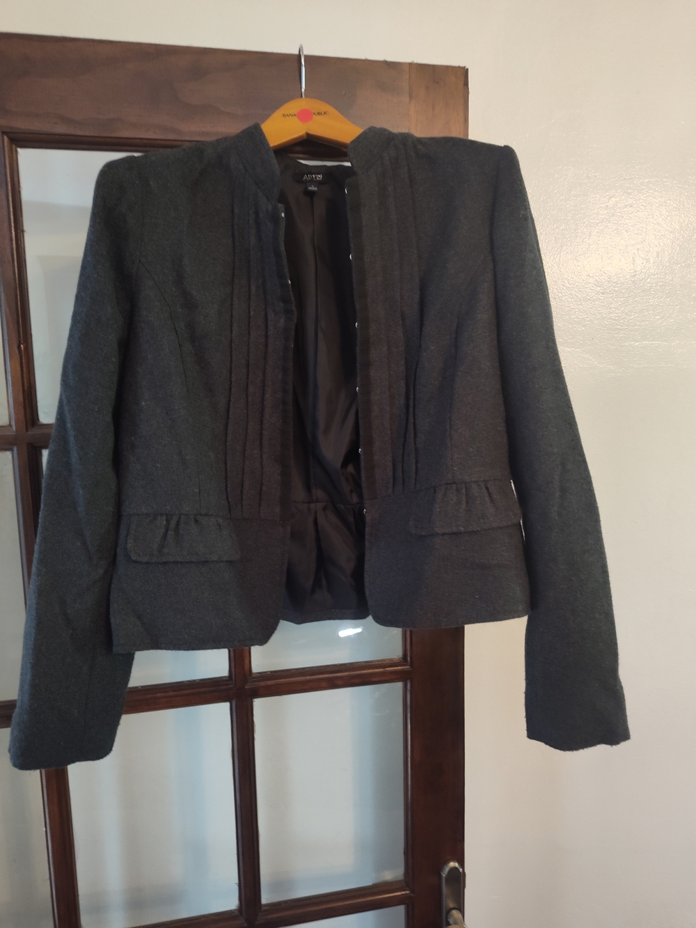 Apt. 9 Women's Charcoal Pleated Collarless Blazer